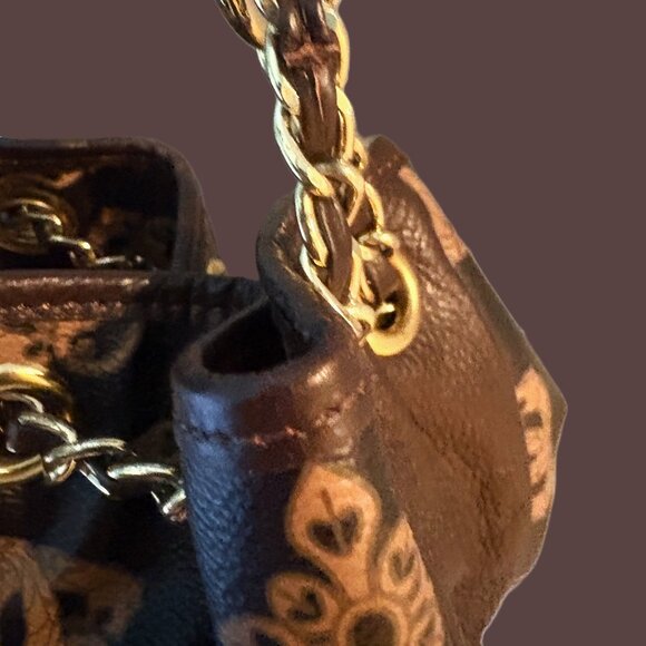 Sharif Shoulder Bag Saffiano Leather Gold Hardware Animal Print Interior NWOT - Picture 8 of 12